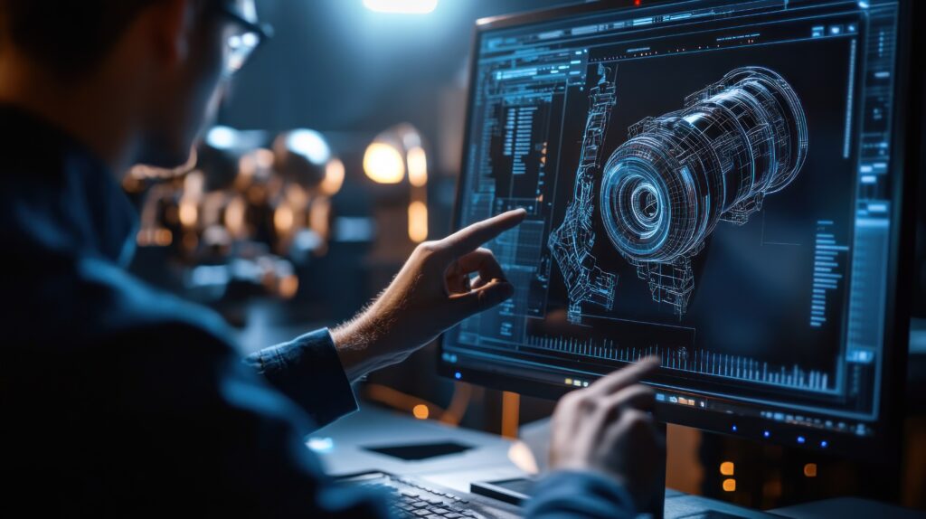 engenheiro-analisando-modelo-3d-de-um-motor-complexo-em-um-computador | OMC GROUP